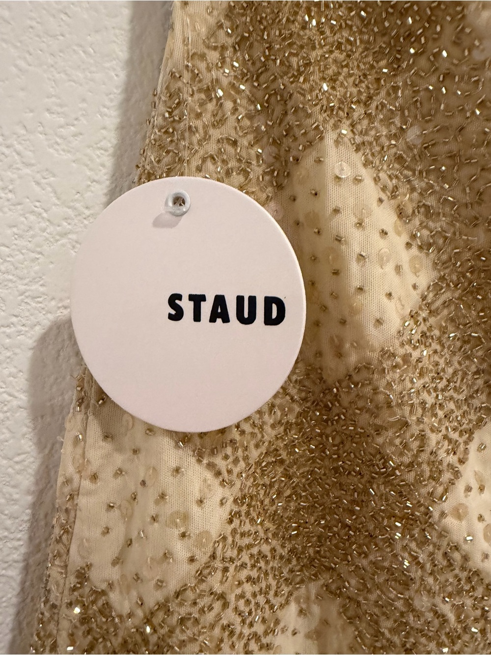 NWT STAUD Gold Sequin Slip Dress - Picture 5 of 9